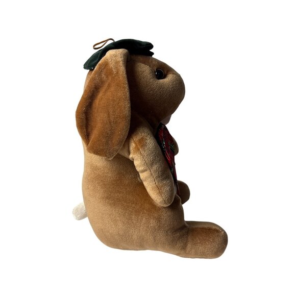 Vintage 1985 Velveteen Rabbit Plush Bunny Green Hat Plaid Bow Stuffed Animal 14" - Picture 4 of 7